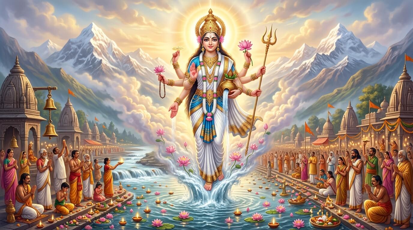 गंगा दशहरा 2026: ज्येष्ठ शुक्ल दशमी पर गंगा अवतरण पर्व गंगा दशहरा 2026 - माँ गंगा की पूजा और गंगा स्नान का दृश्य