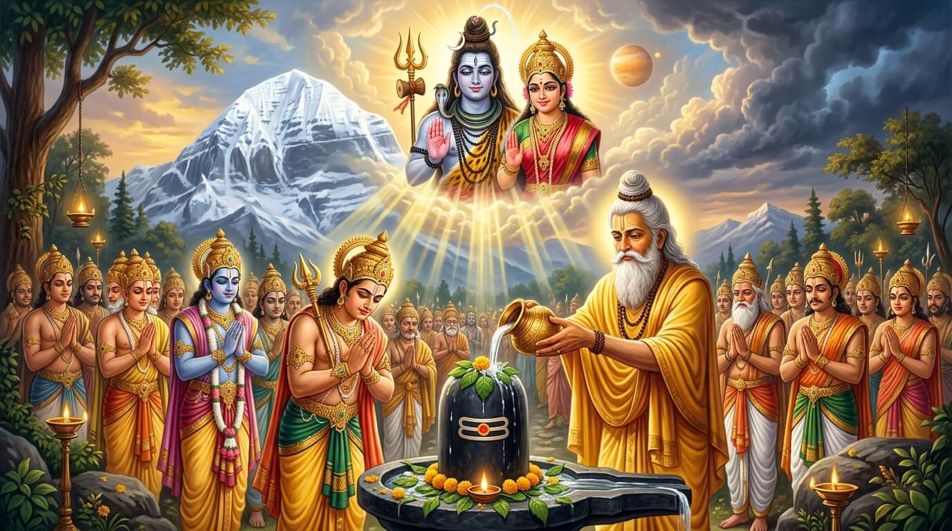 गुरु प्रदोष व्रत कथा: राजा चित्ररथ को माँ पार्वती का शाप, गुरु बृहस्पति का मार्गदर्शन और शिव कृपा से विजय
