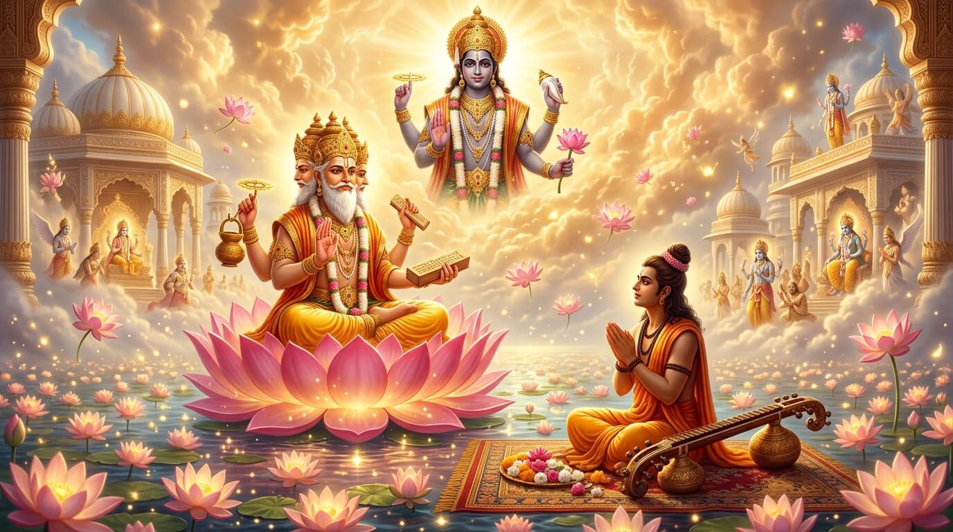 ब्रह्मा जी नारद मुनि को श्रावण कृष्ण एकादशी की महिमा सुनाते हुए, तुलसी पूजन का महत्व - कामिका एकादशी व्रत कथा